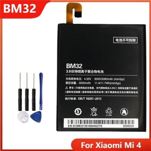 Xaio Mi Original Phone Battery BM32 For Xiaomi Mi 4 M4 Mi4 Replacement Rechargable Batteries 3080mAh With Free Tools