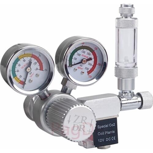 Aquarium CO2 Regulator Magnetic Solenoid Valve Water Plant Tank CO2 Pressure Mini Dual Gauge Display Bubble Counter Check Valve