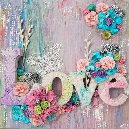 Diamond Painting English Letter LOVE 5D DIY Full Diamond Embroidery Mosaic Cross Stitch Flower Home Decorative Painting Gift