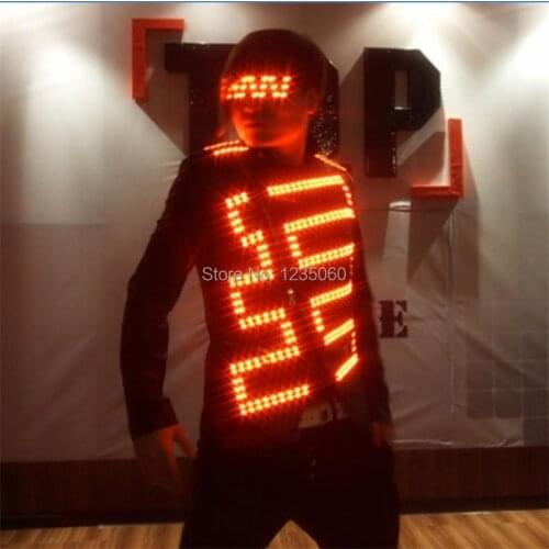 DHL Free Shipping LED Luminous Costume For Men Clothing Light Up Suits Dance Wear Event Party Supplies Accept Custom Design