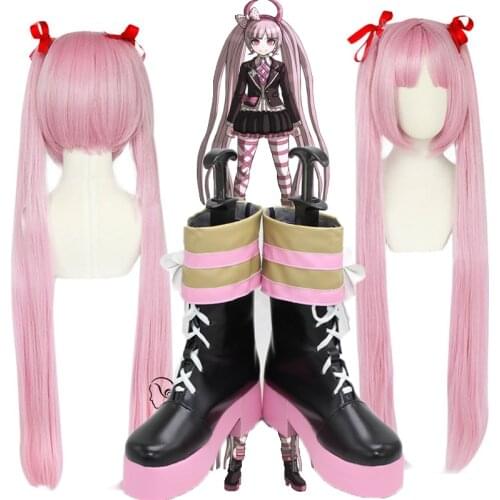 Anime Dangan Ronpa Kotoko Utsugi Cosplay wigs Shoes Boots For Adult Womens Halloween Party Cosplay Boots Loli kawaii shoes wig