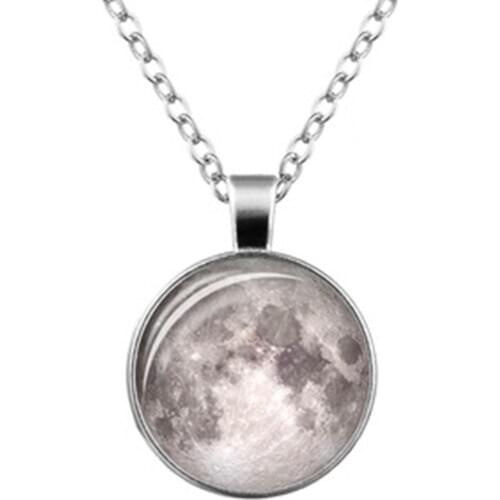 BTWGLFashion Women Lady Round Glass Fluorescent Glow In The Dark Moon Long Chain Pendant Necklaces Sweater Star Necklace Jewelry