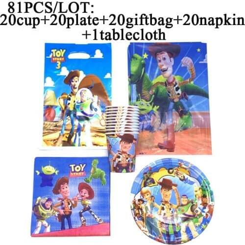 Toy Story Theme Party Supplies Decor Paper Plates Party Disposable Cups Napkins Gift Bags Baby Shower Birthday Party Tablecover