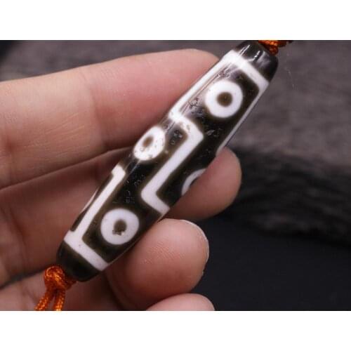 Energy Tibetan old Agate 9 Eye of Kingdom Elements dZi Bead Amulet Pendant A5A 59*14 ZY LKbrother Saurces Top Quality Garrentee