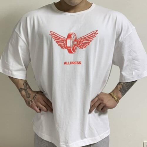 2021Summer Men running Sport Casual Loose t shirt Gym Fitness Cotton T-Shirt Male Fashion Print Short sleeve Tees Tops Clothing