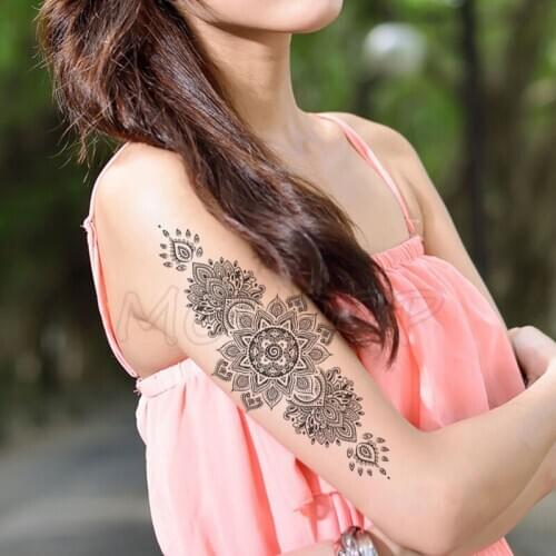 Fake tatoo moon eye mandala number pattern flower hand band tattoo sticker big size black tatto body art for women girl men