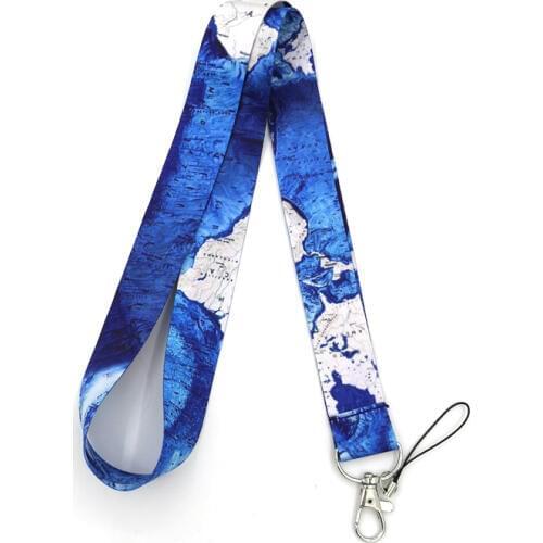 World map vintage Neck Strap Lanyards ID badge card holder keychain Mobile Phone Strap Gift