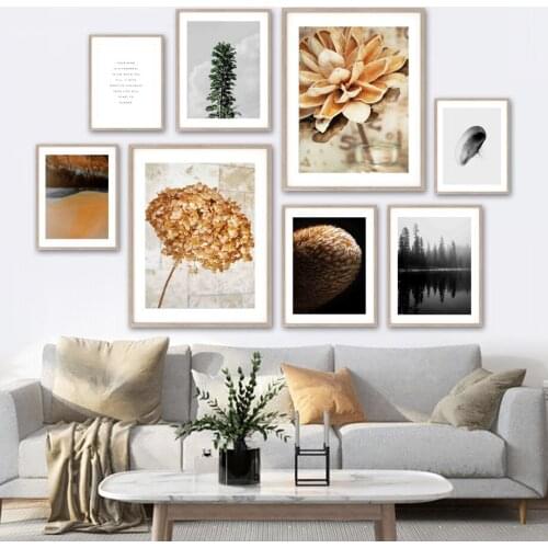 Lake Pine Tree Leaves Ear Landscape Quote Wall Art Canvas Painting Nordic Posters And Prints Wall Pictures For Living Room Decor