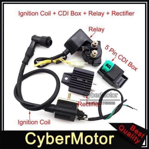 Ignition Coil AC CDI Box Regulator Rectifier Relay For 50cc 70cc 90cc 110cc Engine Lifan Loncin Taotao Roketa Chinese ATV Quad
