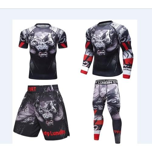 Cody Lundin 2021 Compression Shirt Compression Pants Sport Suit Men MMA Fitness Short Sleeve Male Gym Shirt Tracksuit Sportswear