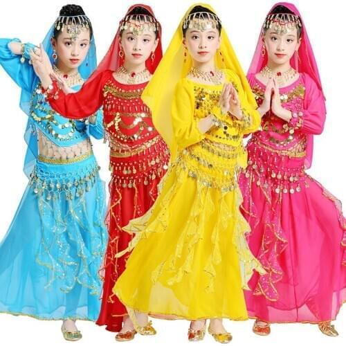 New Style Kids Belly Dance Costume Oriental Dance Costumes Stage Performance Clothes Indian Dance Costumes For Kids 5pcs/set
