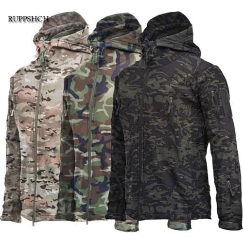 Military Shark Skin Soft Shell Jacket Men Outdoor Tactical Waterproof Jacket Men Army Combat Jacket Hooded Bomber Jacket