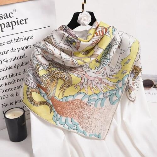 Winter Real Silk&Wool Square Scarves for Women Print Bandana for Ladies Shawls Wraps Wool Echarpe Femme Large Bufanda Mujer