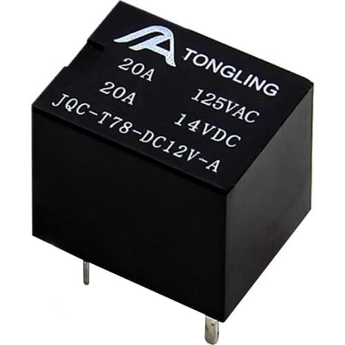 1PCS T78 Small Normally Open Electromagnetic Relay 5V/12V/24V 4/5Pins 20A JQC-T78-DC12V-A