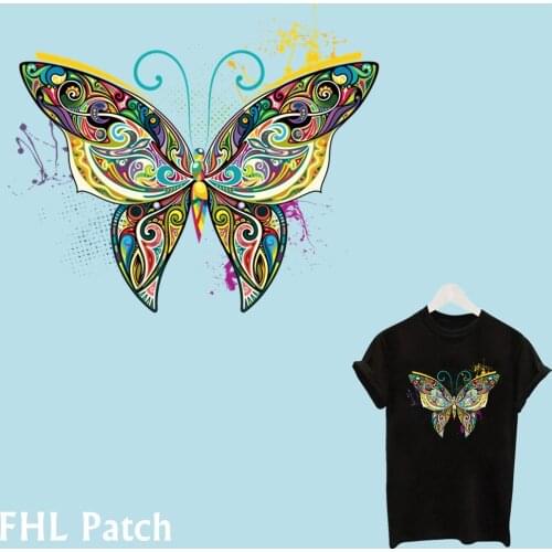 Patches Heat Transfer Iron On Patch For Clothes Fashion Butterfly DIY Thermal Stickers Washable Applique T-shirt Bags D154