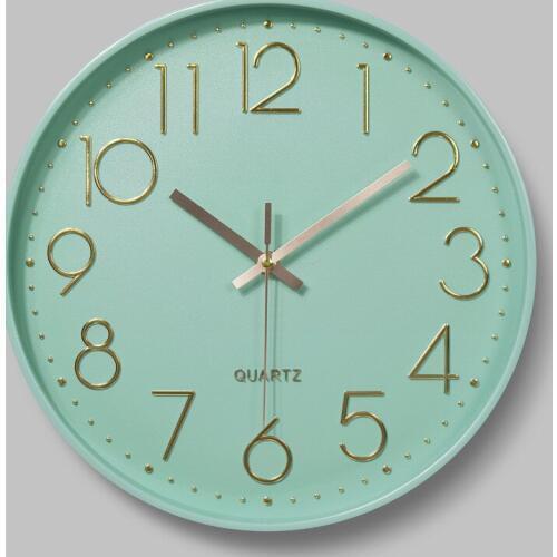 12 inch Mint Green Nordic Wall Clock Minimalist Thick Border 3D Clocks Reloj de pared Home Decor Decorations for Youth Room