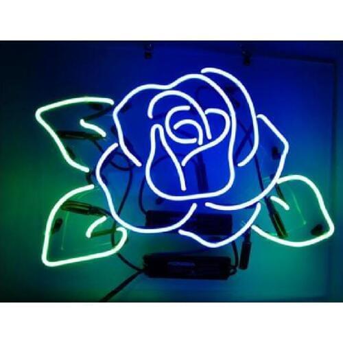Neon Sign Blue Rose Beer Real Glass Tube vintage neon sign Beer Bar Pub Handcrafted neon signs for home custom Iconic Sign Art