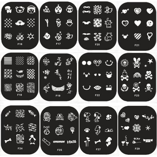 Wholesale New F Serial Nail Art beauy Stamping Nail Polish Template Image Decoration Stencils DIY Stamp 500pcs/lot free shipping