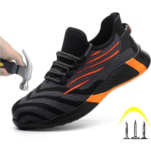 Autumn Steel-Toed Safety Shoes Puncture-Proof Work Safety Boots Mens Breathable Lightweight Industrial Casual Shoes Men
