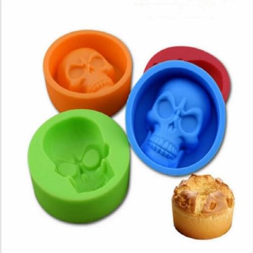 DIY Halloween Cake Mold 1pc Creative Halloween 3D Skull Silicone Mold Chocolate Cake Making Baking Mould