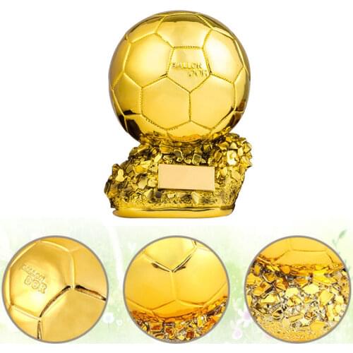 YHSMTG World Football Trophy Resin Crafts Soccer Gold Ball Cup Athlete Sculpture Crafts Shooter Player Statue Gift Decoration