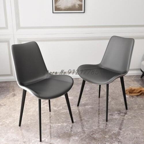 Simple home dining chair net red backrest reception chair iron art negotiation makeup leather chair modern restaurant rock board