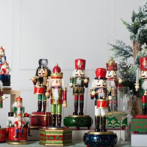Christmas Nutcracker King Soldier Music Box Decoration Handicrafts Gift Drum Fencing Sword