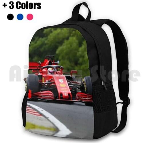 Vettel During The 2020 Hungarian Grand Prix Outdoor Hiking Backpack Riding Climbing Sports Bag Racecar Racing Racecars Sports