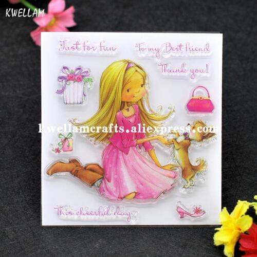 Just for fun This cheerful day Girl Scrapbook DIY photo cards account rubber stamp clear stamp transparent stamp 10x11cm 7060929