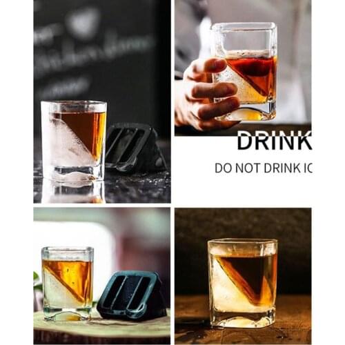 Glass Wine Cup Whiskey Glasses Drinking Cocktail 180ML w/ Silicone Ice Mold