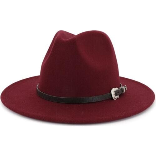 X3008 New Style Wool Fedora Hats Autumn and Winter Woolen Hat Female Flat Brim Gentleman Fedora Hat Adjustable Size Felt Hats