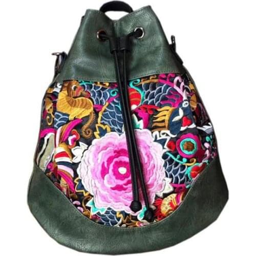 YourSeason Chinese Style Ladies Embroidery Shoulder Backpack 2021 Womens Retro Portable Leather Travel Bags Large Capacity