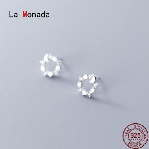 La Monada Korean Minimalist Women Earrings Silver 925 Fine Jewelry Beautiful Star Moon Circle Silver 925 Stud Earrings For Women