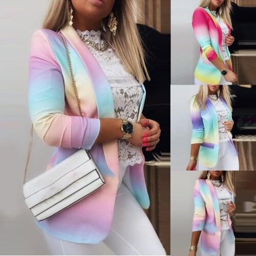 2021 New Women Turn-Down Collar Full Sleeve Coats Autumn Printing Cardigan Blazers Fashion Elegant Streetwear Suit Dropshipping