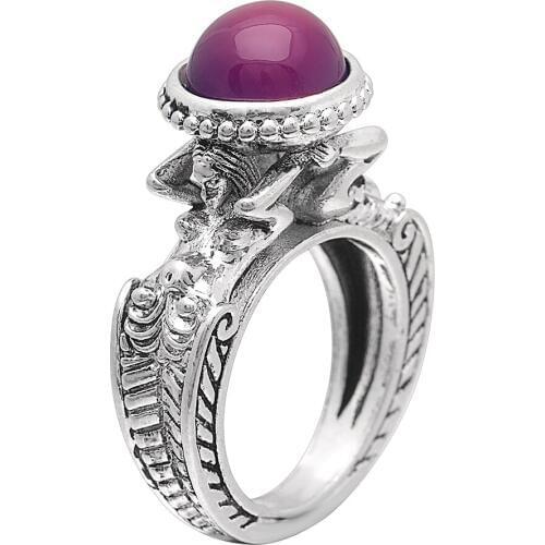 Fashion Female Princess Purple Color Mermaid Cubic Zirconia Ring Silver Color Jewelry Promise Engagement Ring For Women