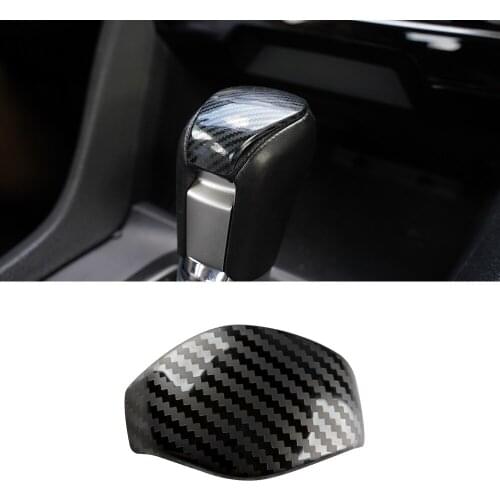 Senzeal 1PC Stainless Steel Carbon Fiber Gear Shifter Knob Grain Cover Trim for 2016 2017 2018 2019 2020 10th Gen Honda Civic