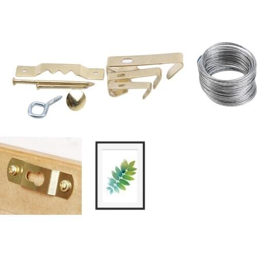 Golden Heavy Duty Picture Frame Hook Hanging Painting Mirror Photo Frame Hanger Art Work Photo Wall Hook With Screws