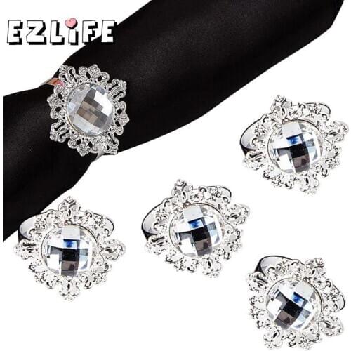 12PCS Diamond Napkin Ring For Table Kitchen Serviette Banquet Holder Dinner Wedding Decor Favor Christmas U1J9