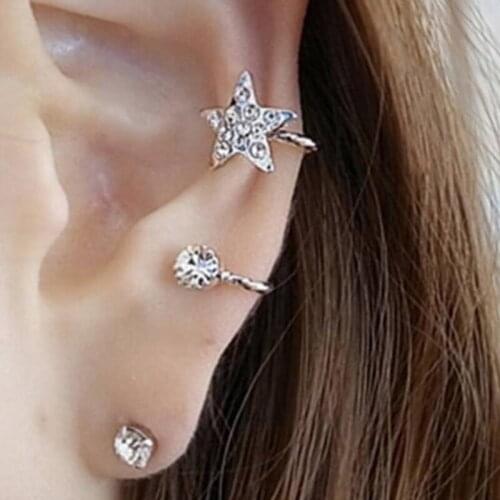 2019 Earrings Fashion Sweet Flash Imitation Stars Unique Ear Clip Ear Bone Screws Wholesale Jewelry Accessories