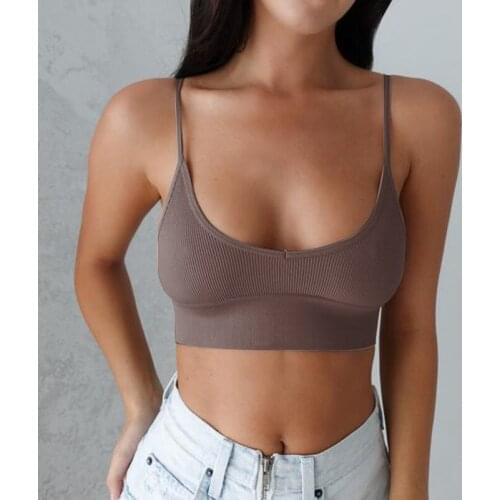 2021 Summer Cool Women Sexy Solid Color Cami Tank Top Bustier Bra Vest Crop Top Blouse Singlet Girls Fashion Tee Tops