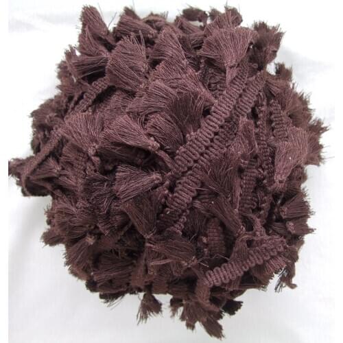 3Yards/Lot Vintage 100% cotton knotted camel fringe trim with cute tassels 1cm width tape 1.5cm length tassels