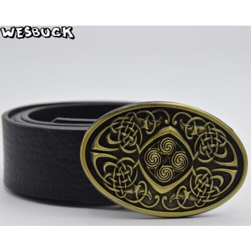 5 PCS MOQ WesBuck Brand Knot Metal Belt Buckle Fashion Bronze Buckles Holiday gifts Fashion casual Belt Buckle WIth PU Belt
