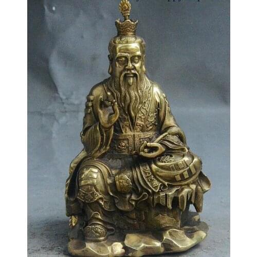 7" China Taoism Immortal Brass Taoist priest Tai shang Lao jun Lao-tzu Statue
