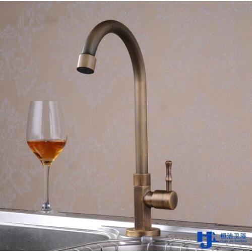 Brushed brass antique kitchen tap faucet