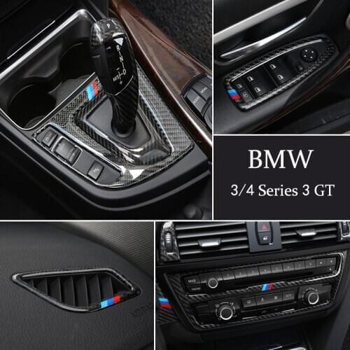 For BMW 3 4 Series 3GT F30 F32 F34 F36 Carbon Fiber Car Gearshift Frame Trim Air Conditioning Outlet CD Panel Cover Car Sticker