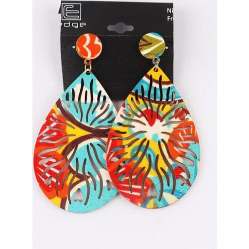 Free shipping!2022 Afro Girl African Fabric Wooden Earrings can mixed colors