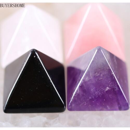 Chakra Pyramid Natural Stone Pink Purple White Crystal Black Onyx Healing Chakra Bead Fit Jewelry Making 1Pcs