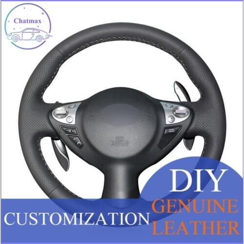 For Infiniti FX FX35 FX hand-sewn steering wheel cover black artificial leather anti-slip design all season