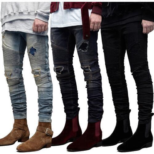 2018 Men Jeans Fashion Stretch Hip Hop Skinny Biker Jeans For Men Y8022