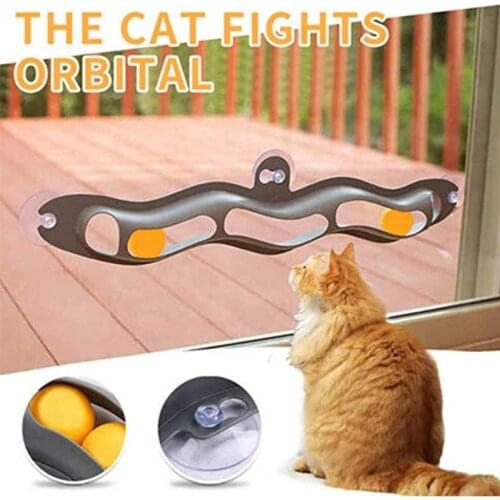 Track Toy Ball Pet Accessories Window Table Tennis Adsorption Glass Cat Toy Plastic Sucker New Funny Cat Educational Toys